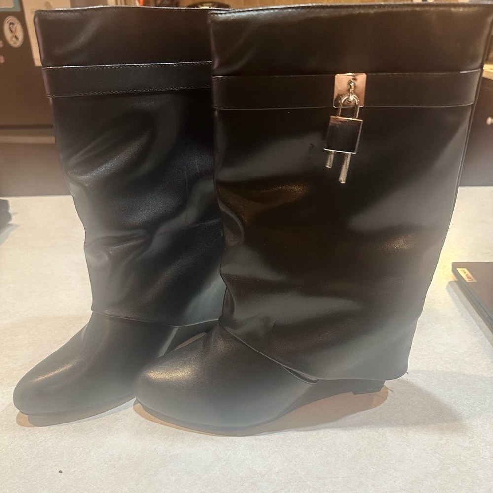 Black Fold-Over Boots